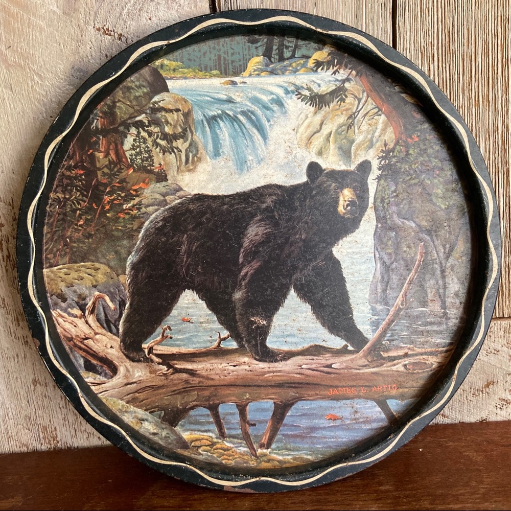 Vintage Bear Over Water Decorative Serving Tray